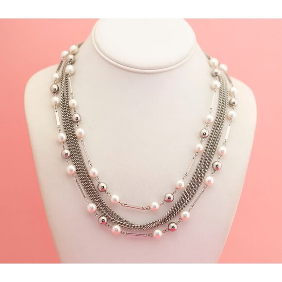 Vintage Mesmerizing Silver Multistrand Necklace 19 inch Made From Japan - P16 - Picture 1 of 3